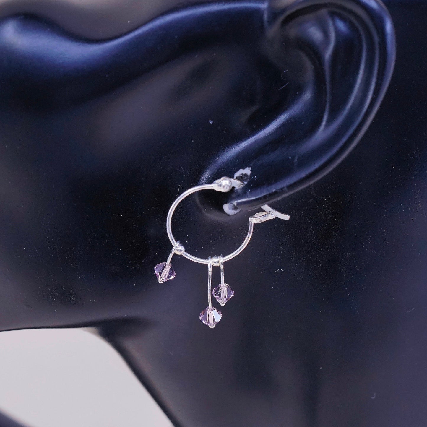 0.5”, vtg sterling silver loop earrings, minimalist primitive hoops