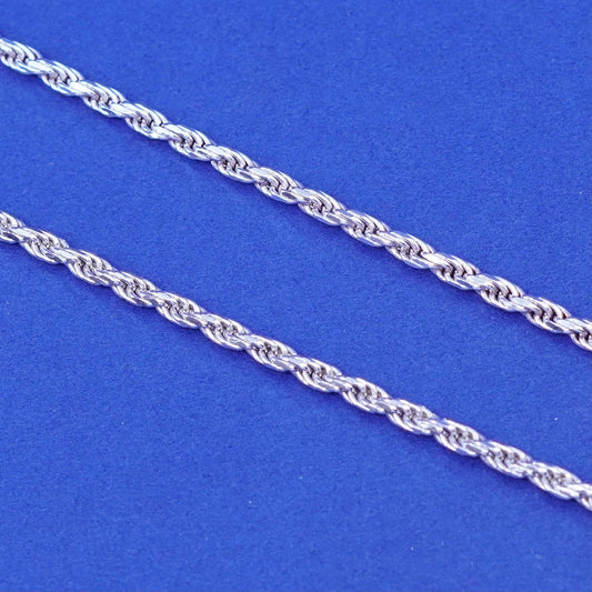 20”, 3mm, vintage Sterling silver handmade necklace, 925 diamond rope chain