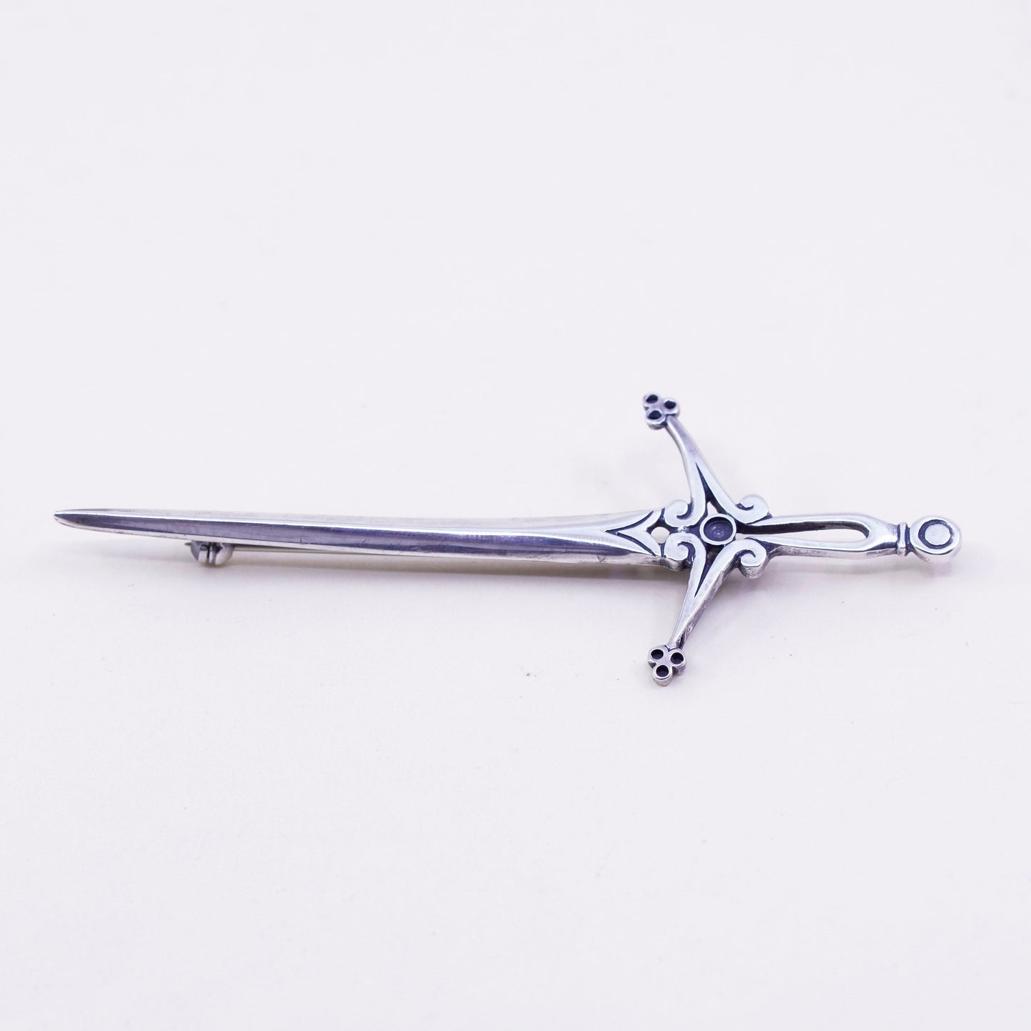 Vintage Sterling silver handmade brooch, 925 long sword, jewelry