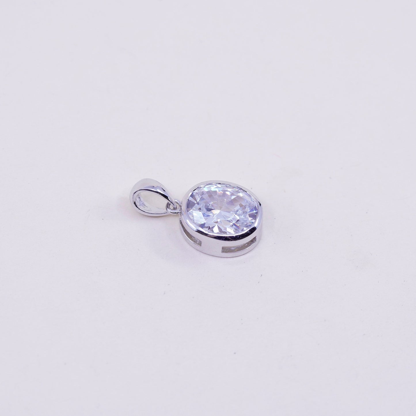 Vintage sterling 925 silver cz crystal charm pendant