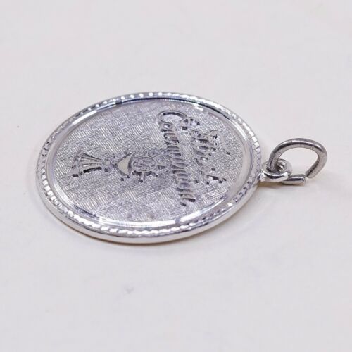 Vtg Sterling Silver Handmade Pendant, 925 Tag Charm “first Communion”