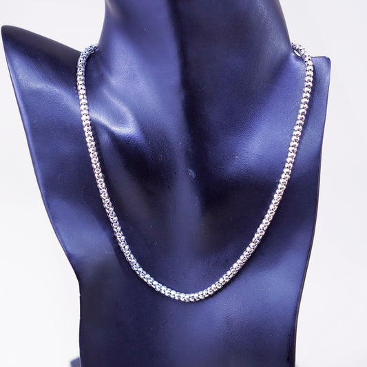 18”, 4mm, vintage Sterling silver necklace, Italy 925 popcorn chain