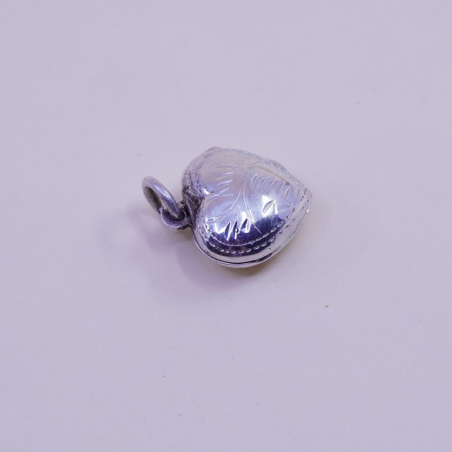 Vintage Sterling silver pendant, 925 textured handmade heart photo locket charm