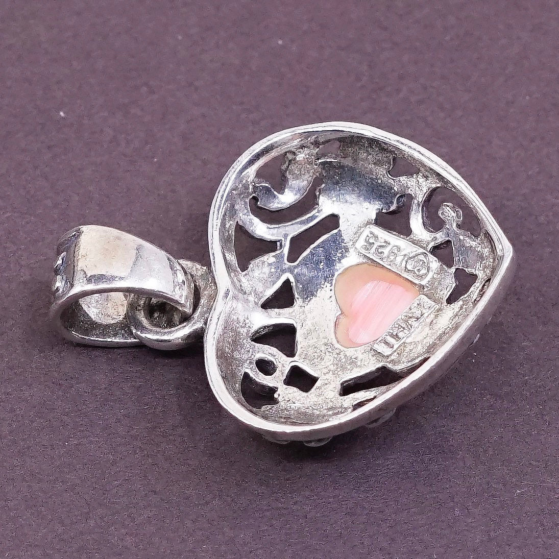 VTG Sterling silver handmade pendant, 925 filigree pendant w/ agate