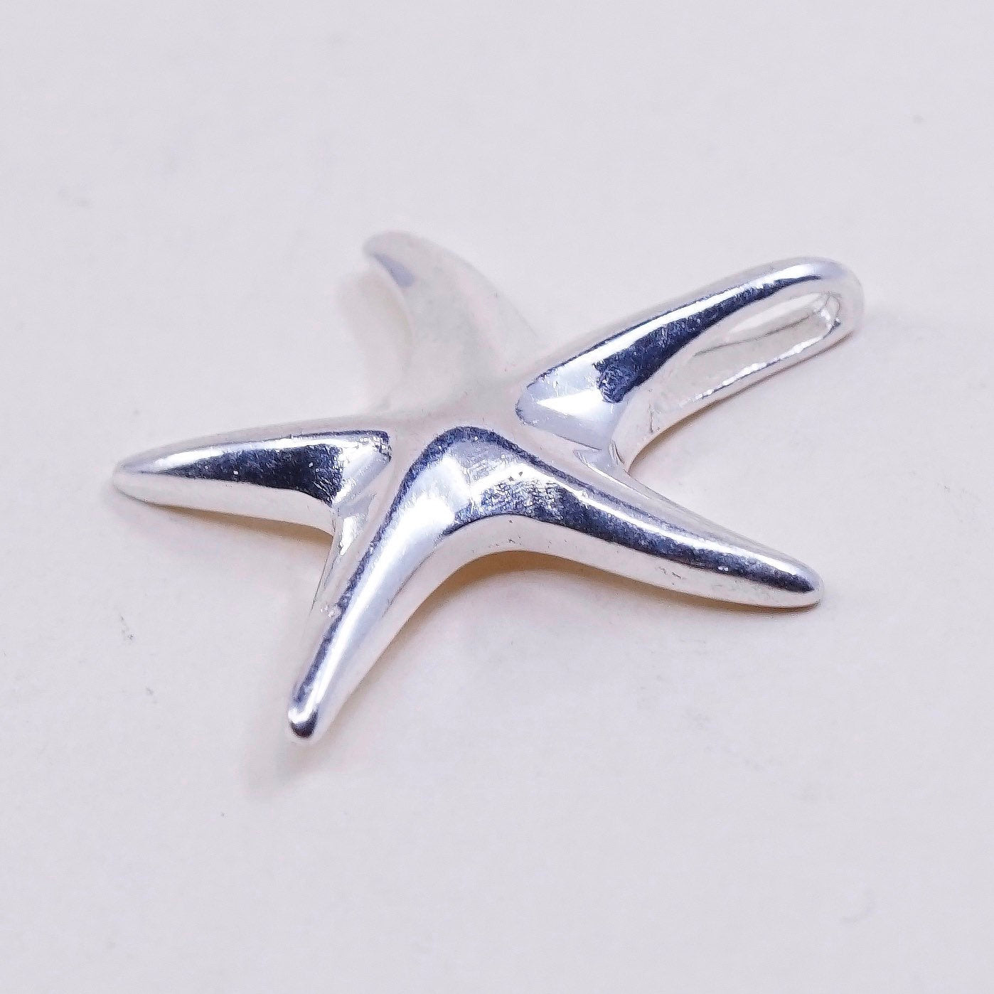 vtg Sterling silver handmade pendant, solid 925 silver starfish