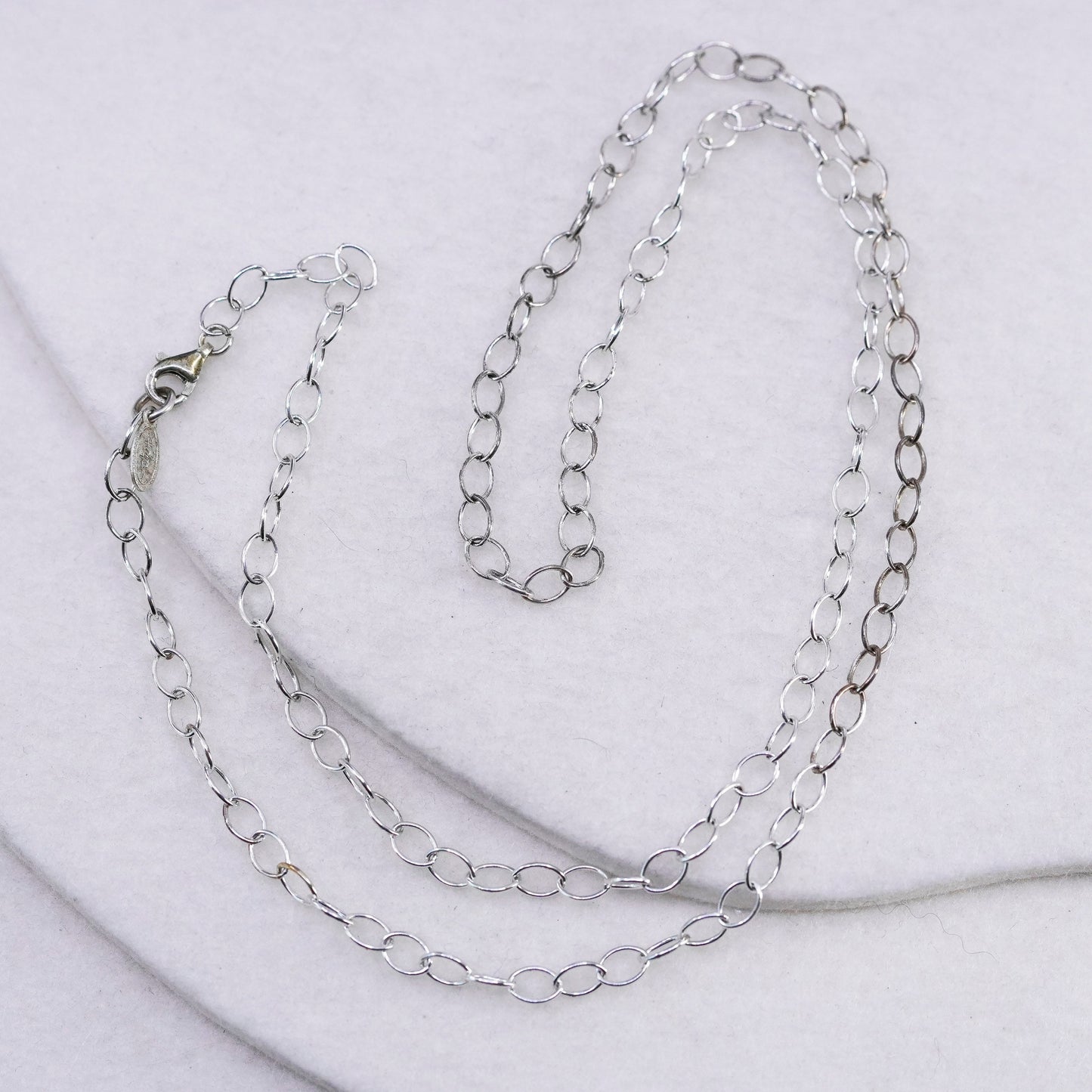 24” 5mm, vintage Faye Sterling 925 silver circle chain necklace