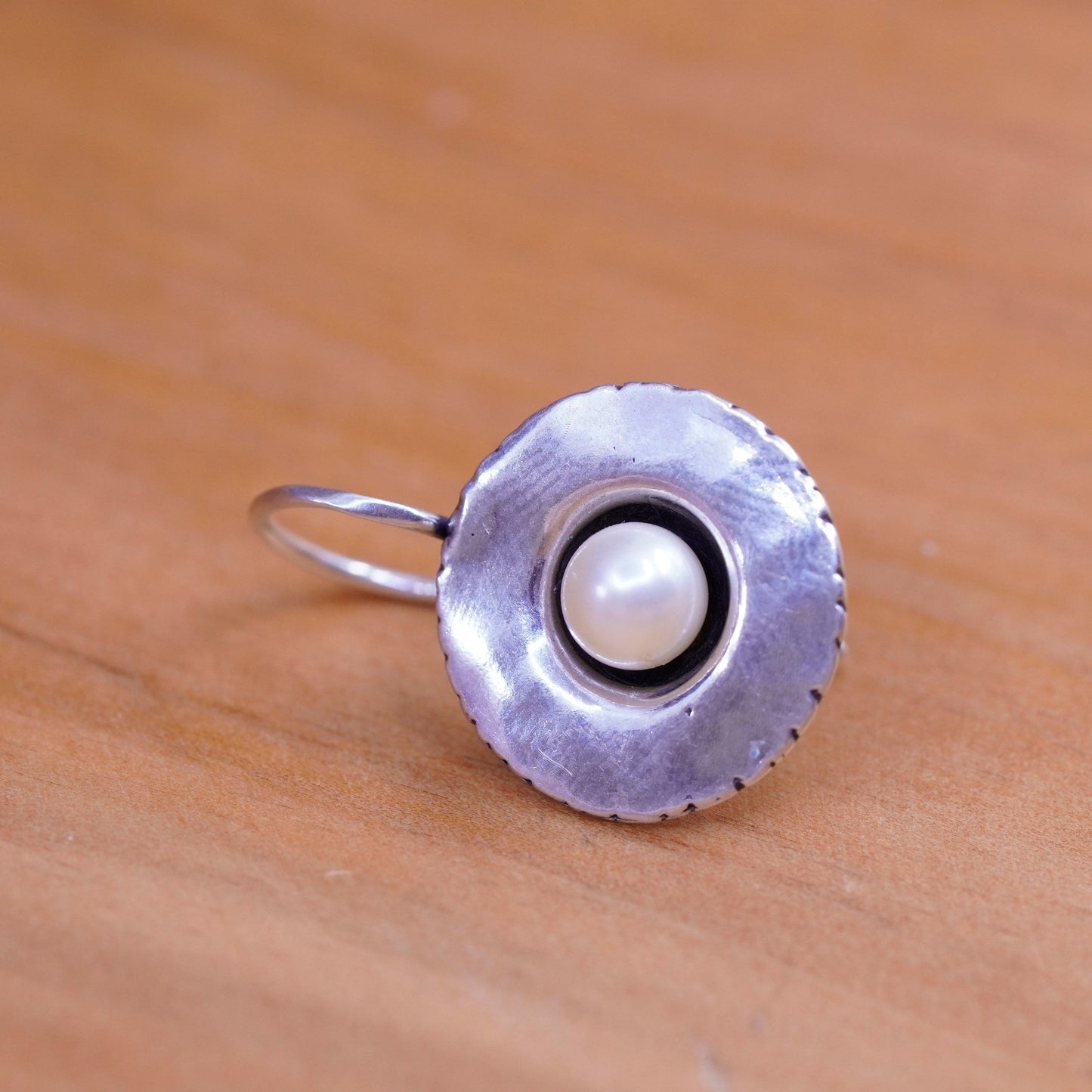 Vintage Israel didae shablool Sterling 925 silver handmade earrings with pearl
