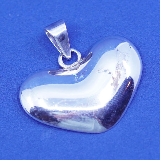 Vintage Sterling silver handmade pendant, solid 925 heart