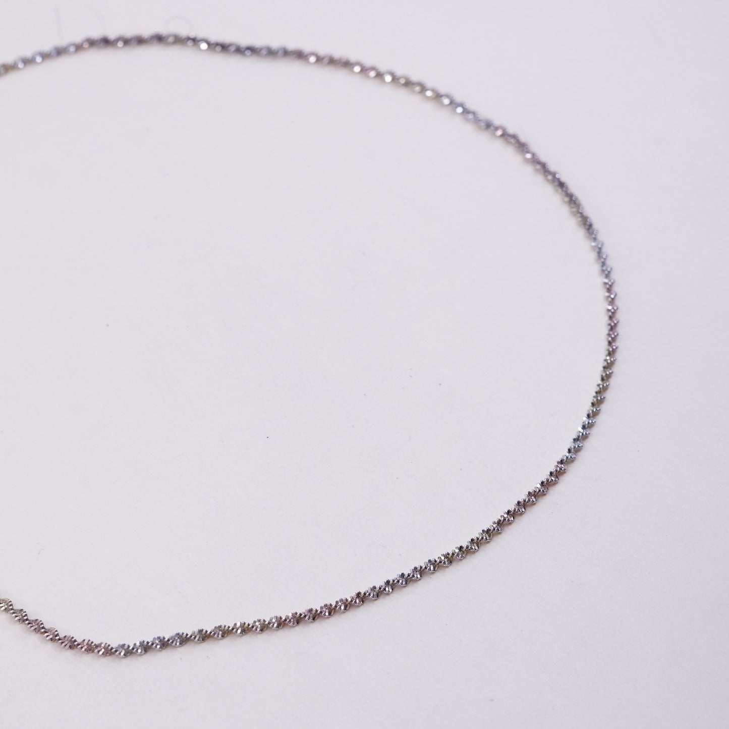 18”, 2mm, vintage Sterling silver necklace, solid 925 silver twisted chain