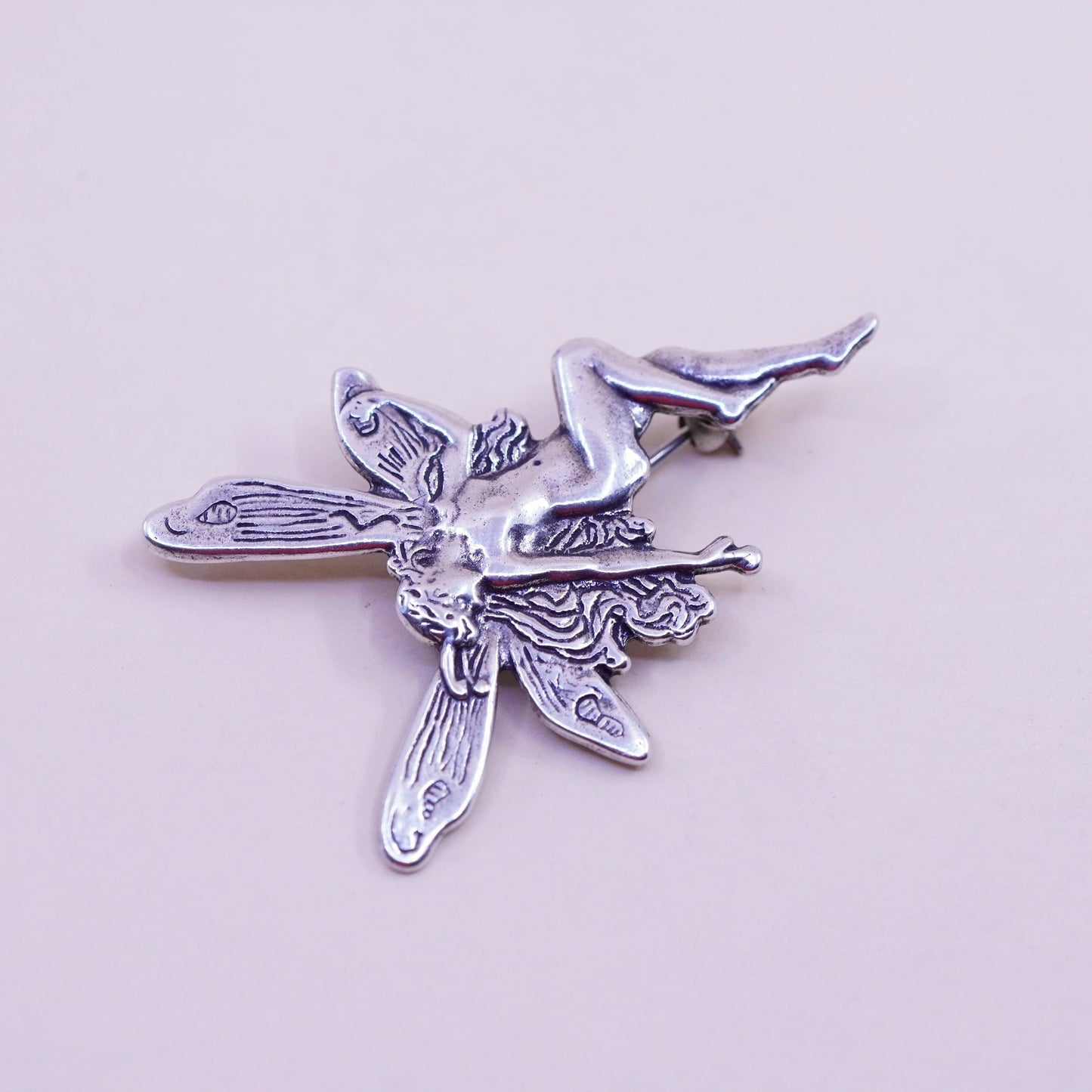 Vintage Sterling silver handmade brooch, 925 fairy pin