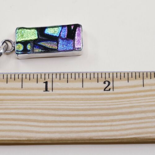 Vtg Sterling Silver Handmade Pendant, Mexico 925 Silver With Vivic Foiled Glass