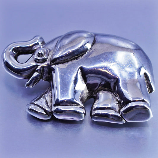 Vintage Israel sterling silver handmade brooch, puffy 925 elephant pin