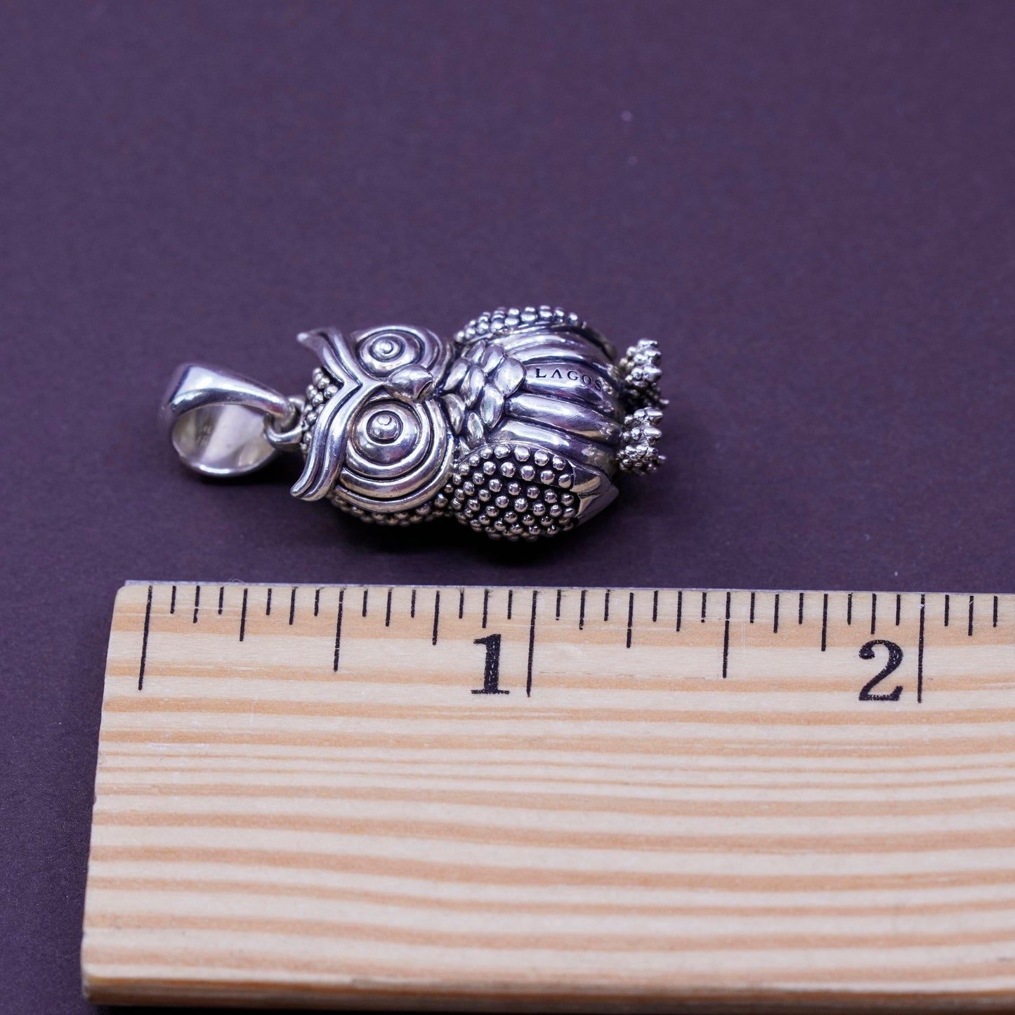 Lacos rare wonder Sterling silver handmade pendant, solid beads 925 bird owl