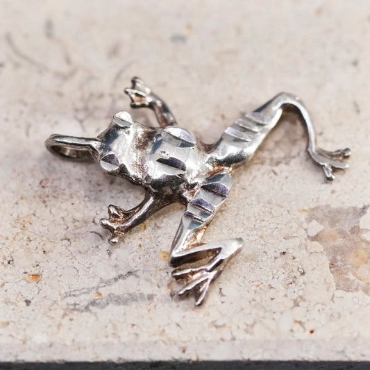 Sterling silver handmade pendant, 925 frog