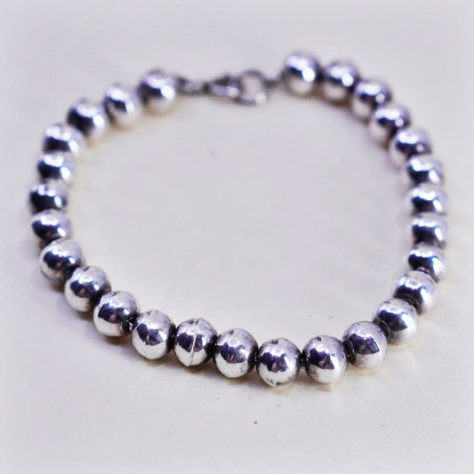 7” 7mm, vintage sterling silver handmade bracelet, 925 bead chain
