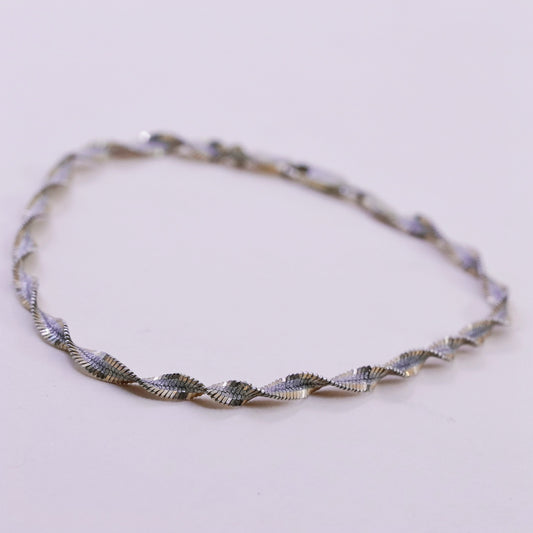 7.75”, vermeil gold sterling silver bracelet, 925 twisted herringbone chain