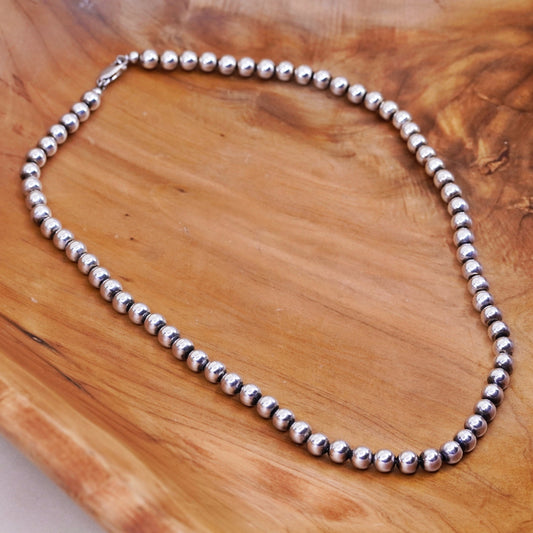 20” 7mm, vintage Sterling silver necklace, 925 bead chain