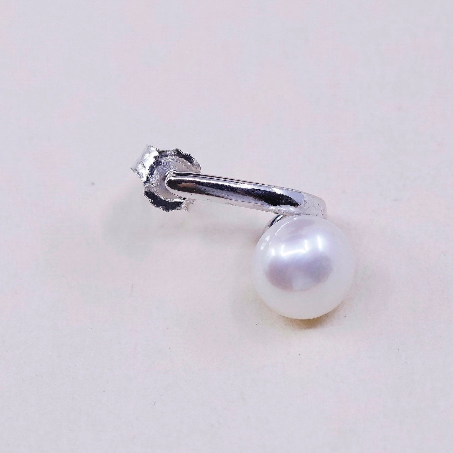 Vintage handmade sterling silver freshwater pearl earrings, 925 studs