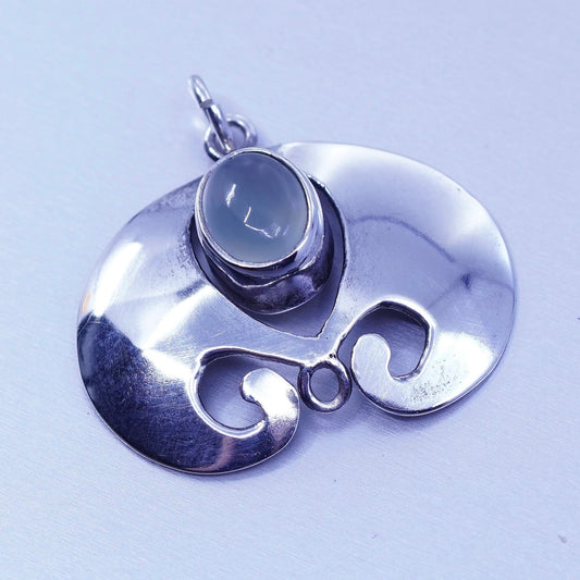 Native American navajo sterling 925 silver handmade swirly pendant moonstone