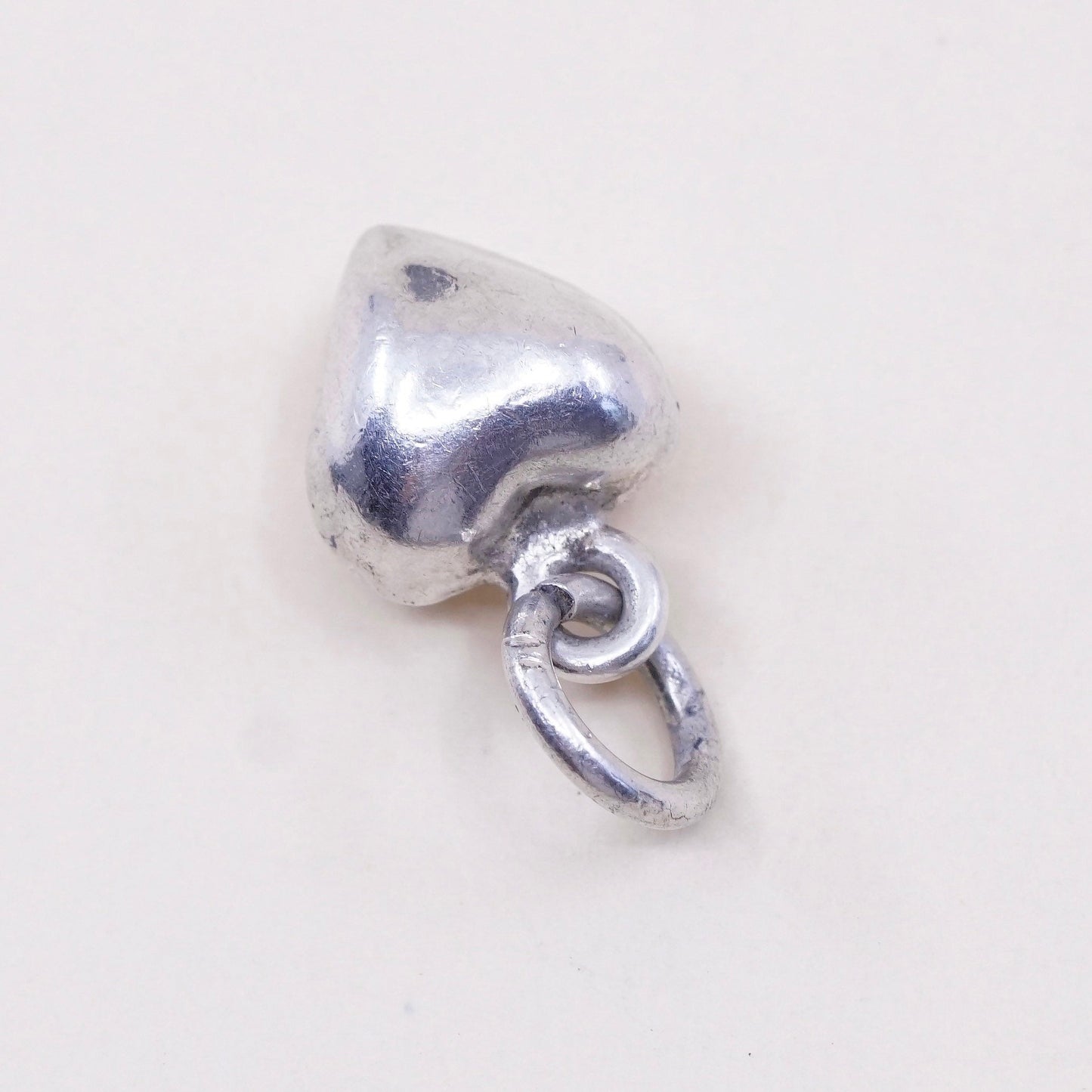 Vintage sterling silver heart shaped charm, 925 silver charm pendant