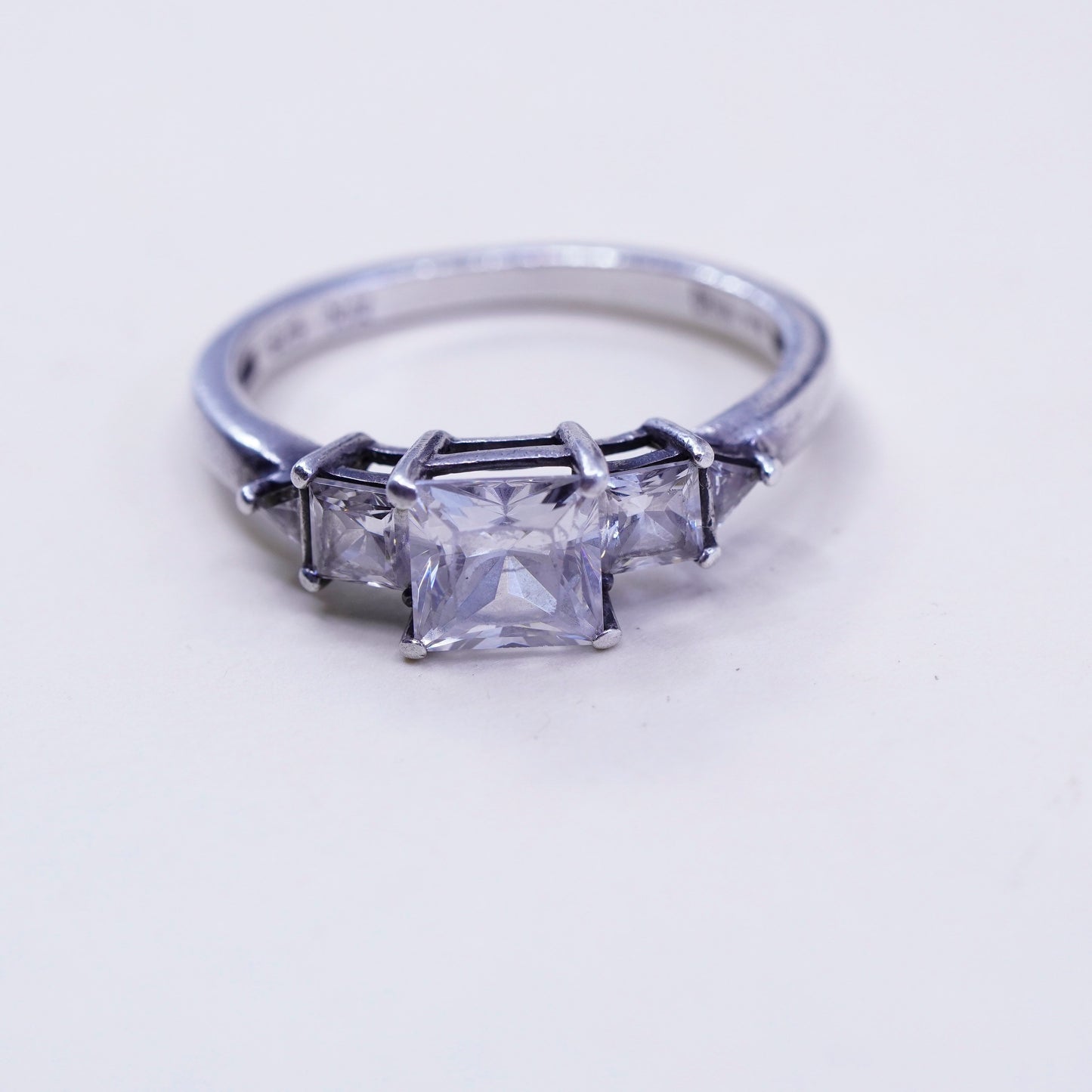Size 10, DO Sterling 925 silver engagement ring with Cz