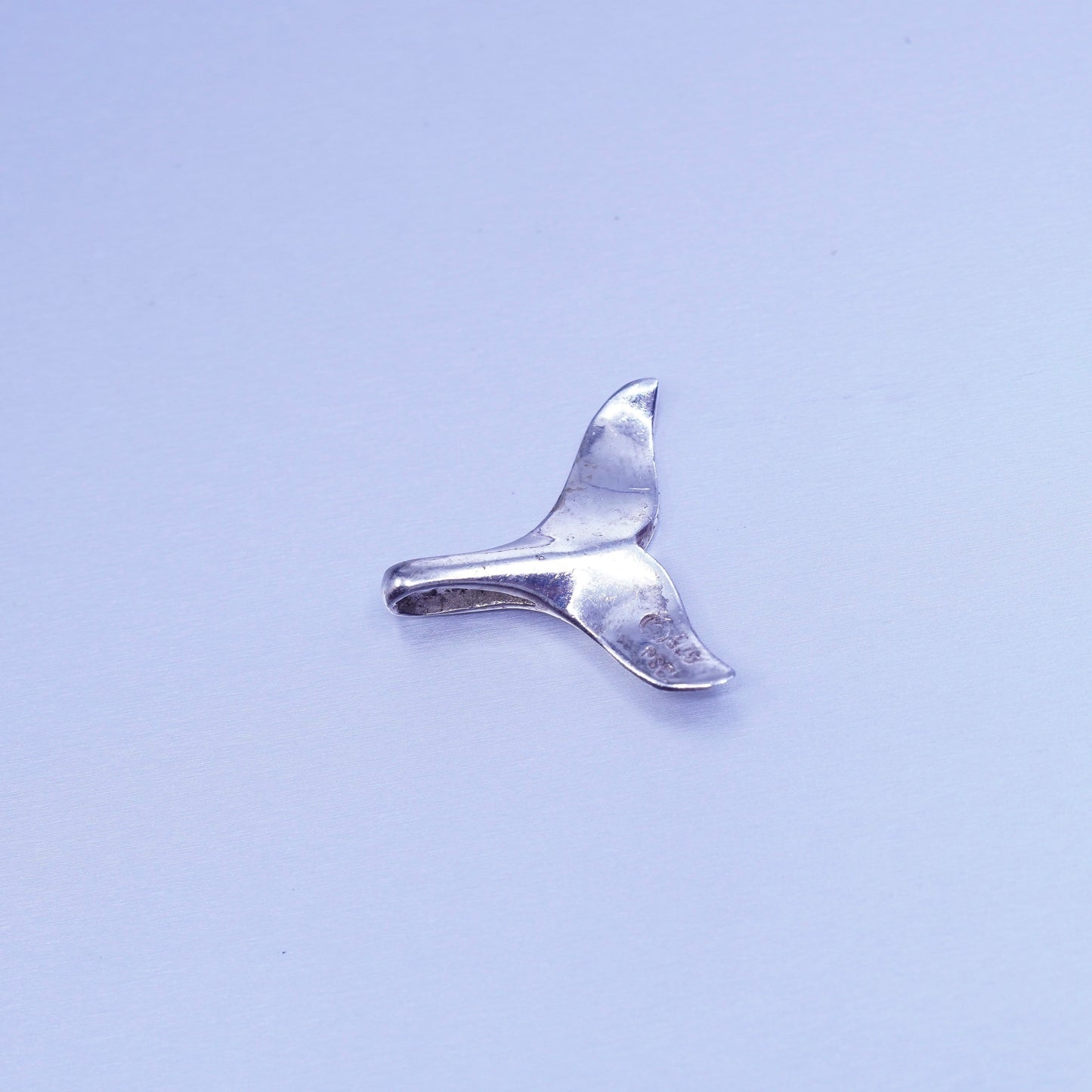 Vintage sterling 925 silver handmade whale tail pendant