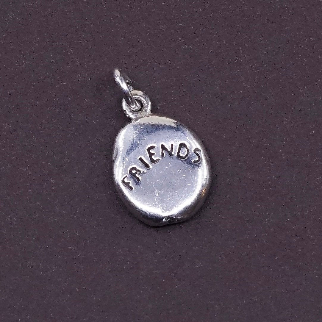 vtg Sterling silver handmade charm, 925 "best friend" charm pendant