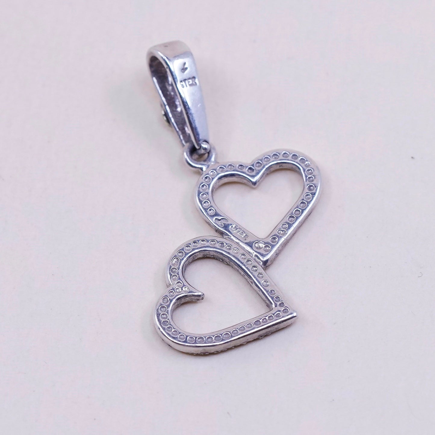 vtg sterling silver handmade pendant, 925 heart w/ gold N rose gold 12K leaves