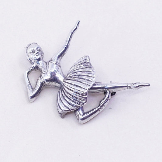 Vintage Sterling 925 silver Female ballet dancer ballerina brooch pin