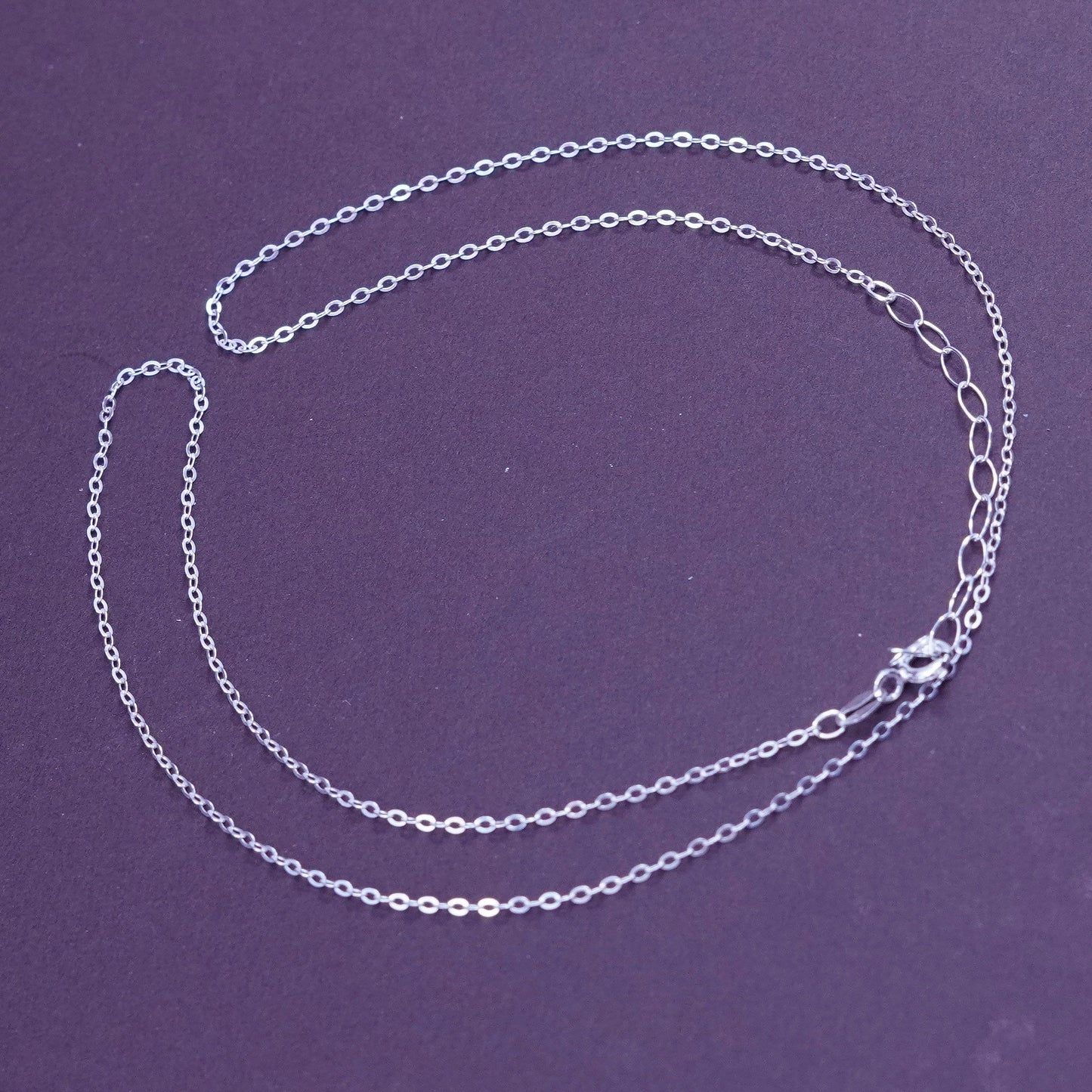 18+2”, 1mm, vintage Sterling silver necklace, 925 flatten circle link chain