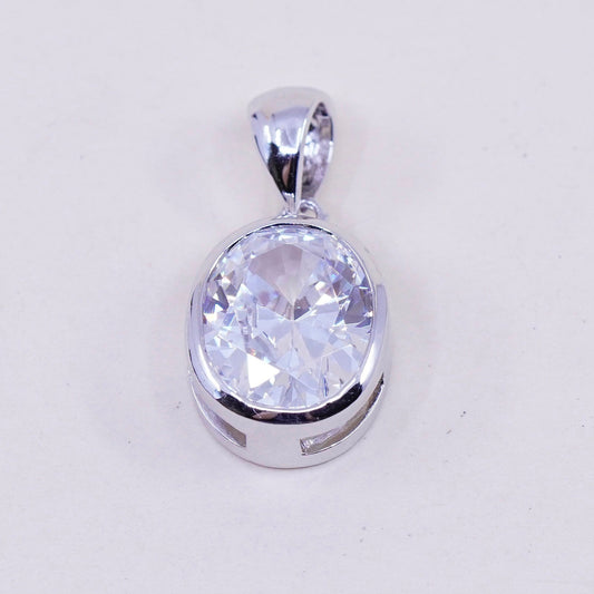 Vintage sterling 925 silver cz crystal charm pendant