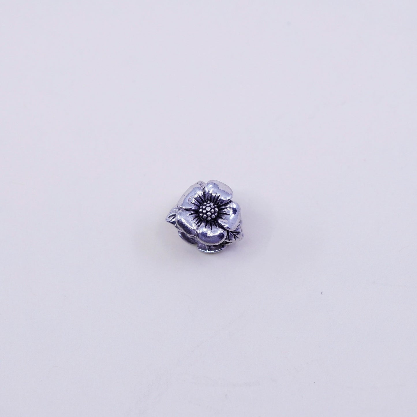 Vintage Sterling silver handmade flower pendant, 925 bead charm