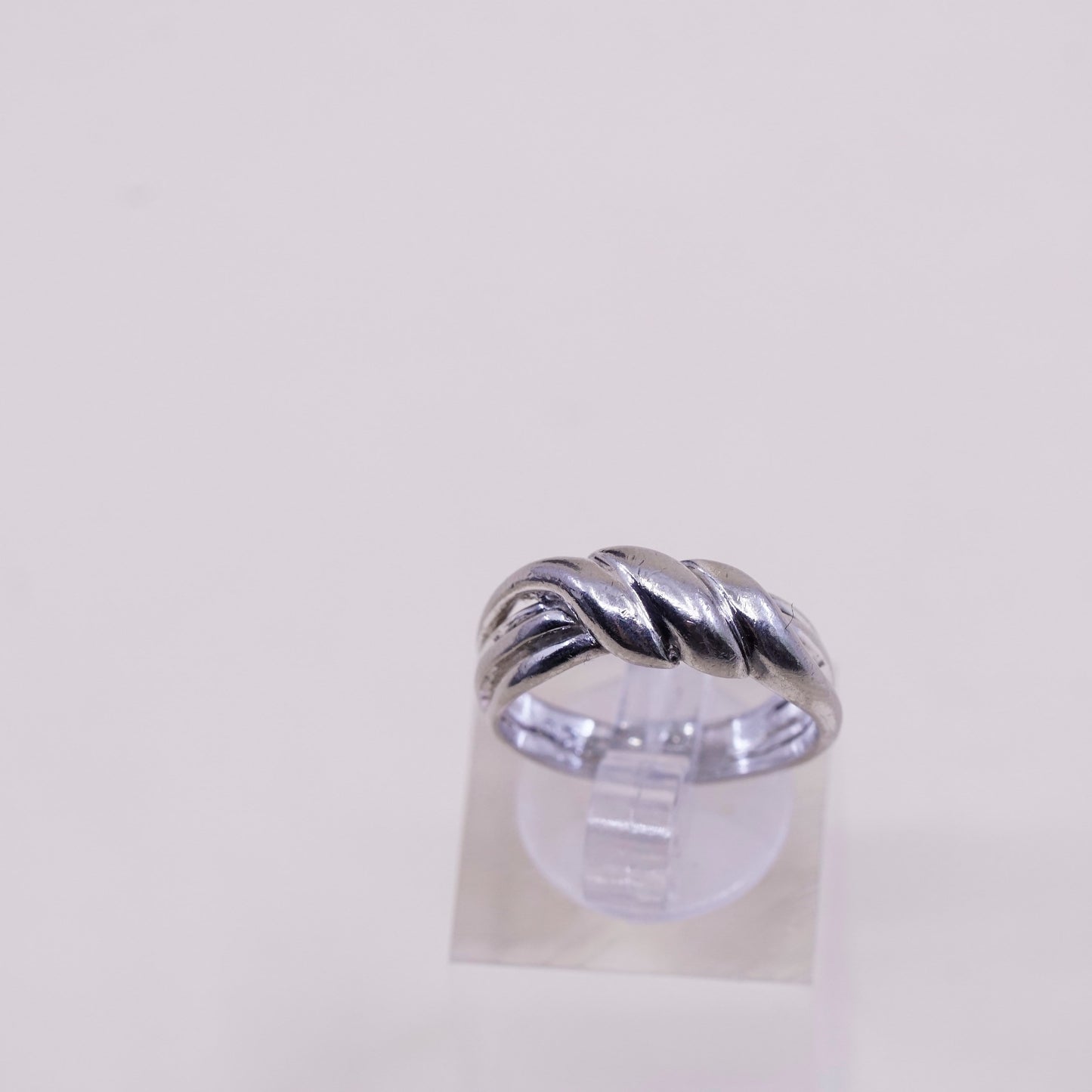 vtg 6.5, sterling silver handmade ring, modern Mexico 925 ribbed wavy band