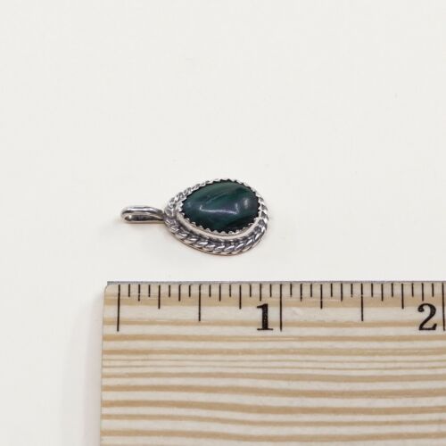 Vtg Sterling 925 Silver Handmade Pendant W/ Malachite, Stamped CT Sterling