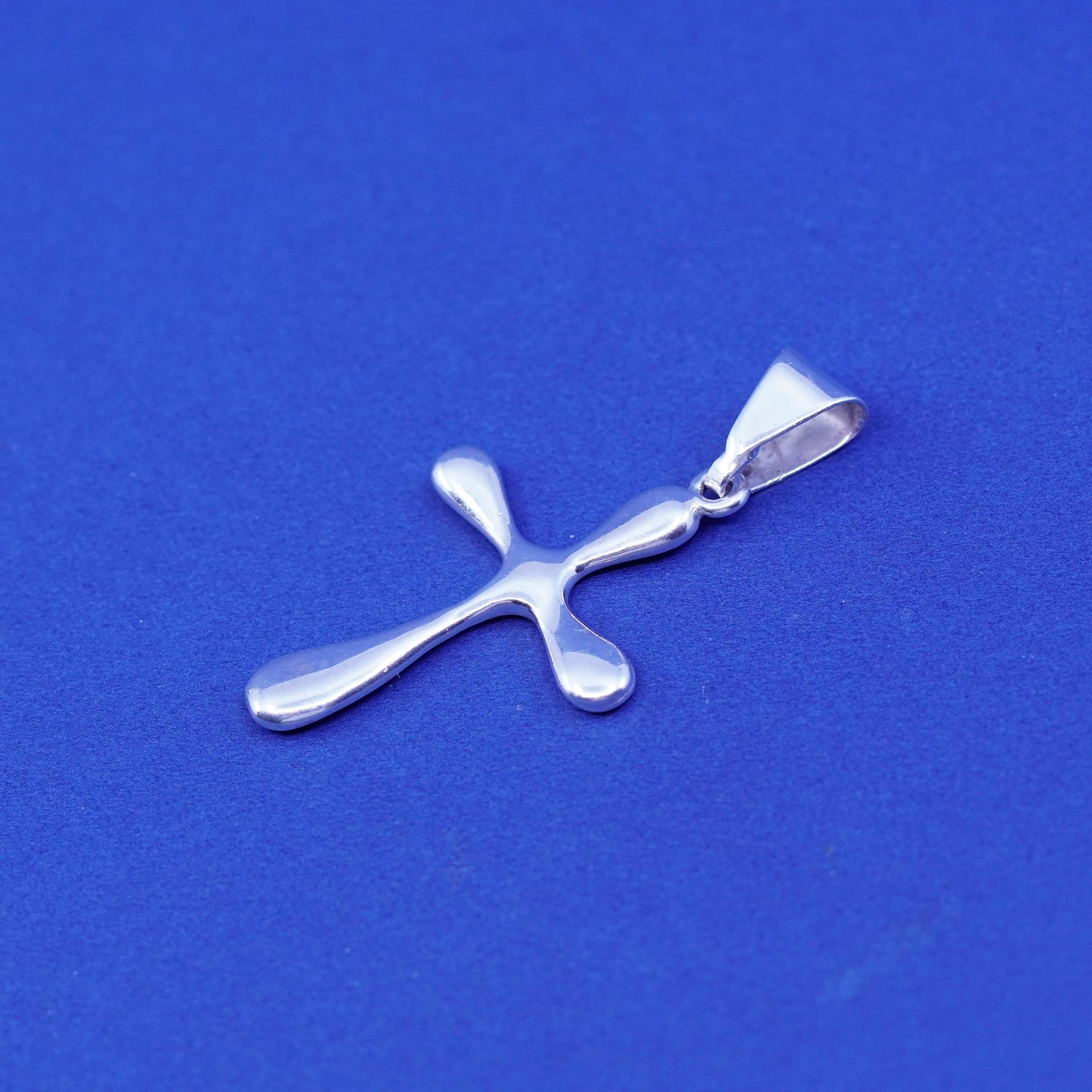 Vintage Sterling silver handmade pendant, modern 925 cross