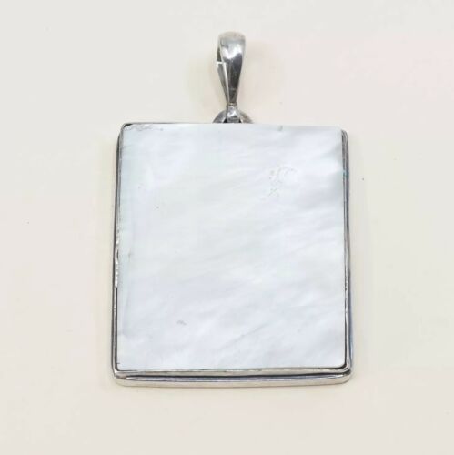 Vtg Sterling Silver Handmade Pendant, 925 with Huge mother Of Pearl (MOP) N Bali