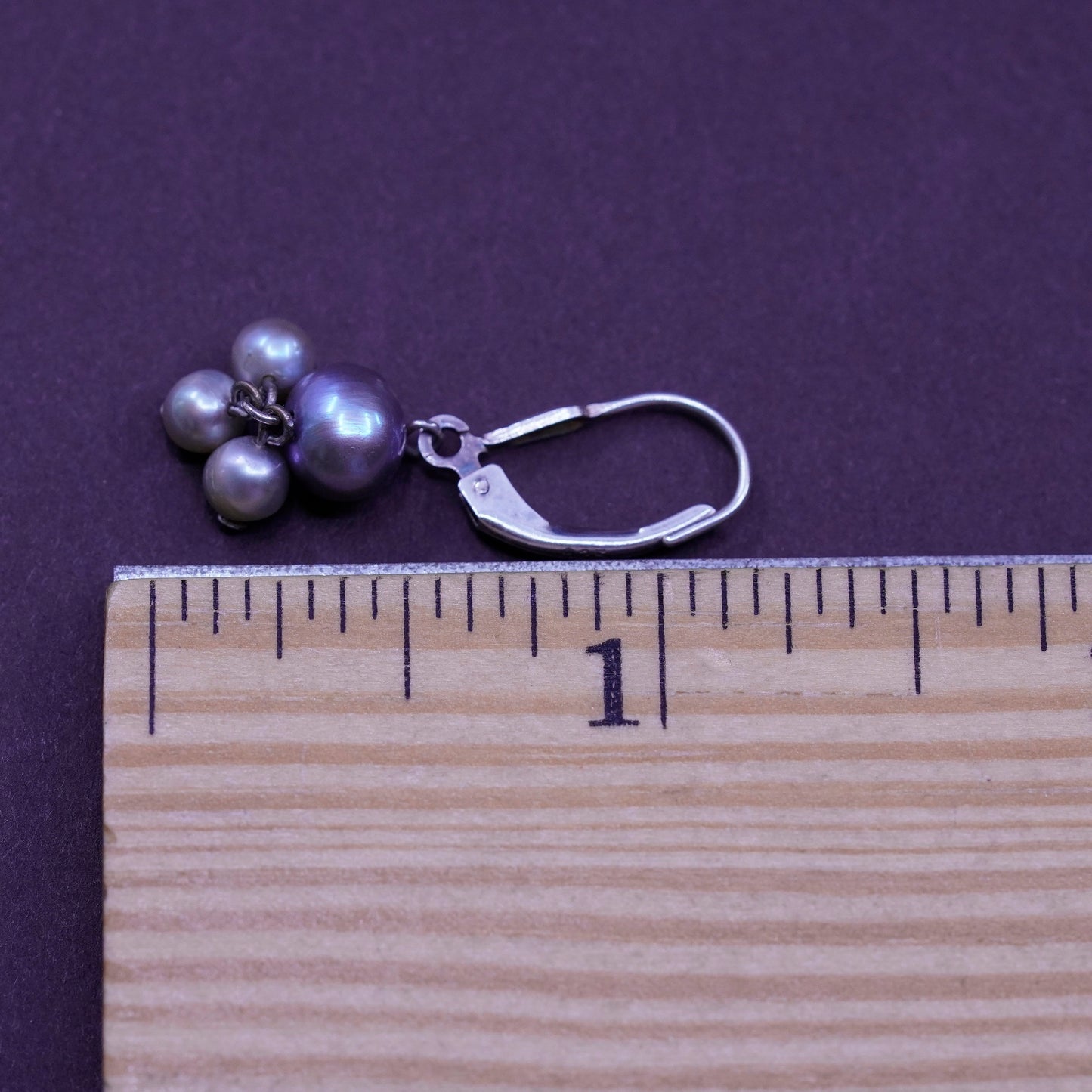 Vintage Sterling 925 silver Handmade earrings with cluster pearl