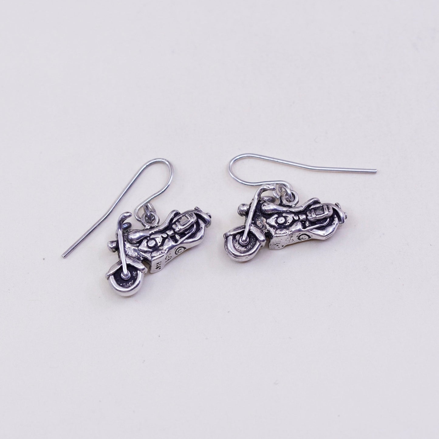 shube Sterling silver handmade earrings, 925 motorcycles bike Bicycle dangles