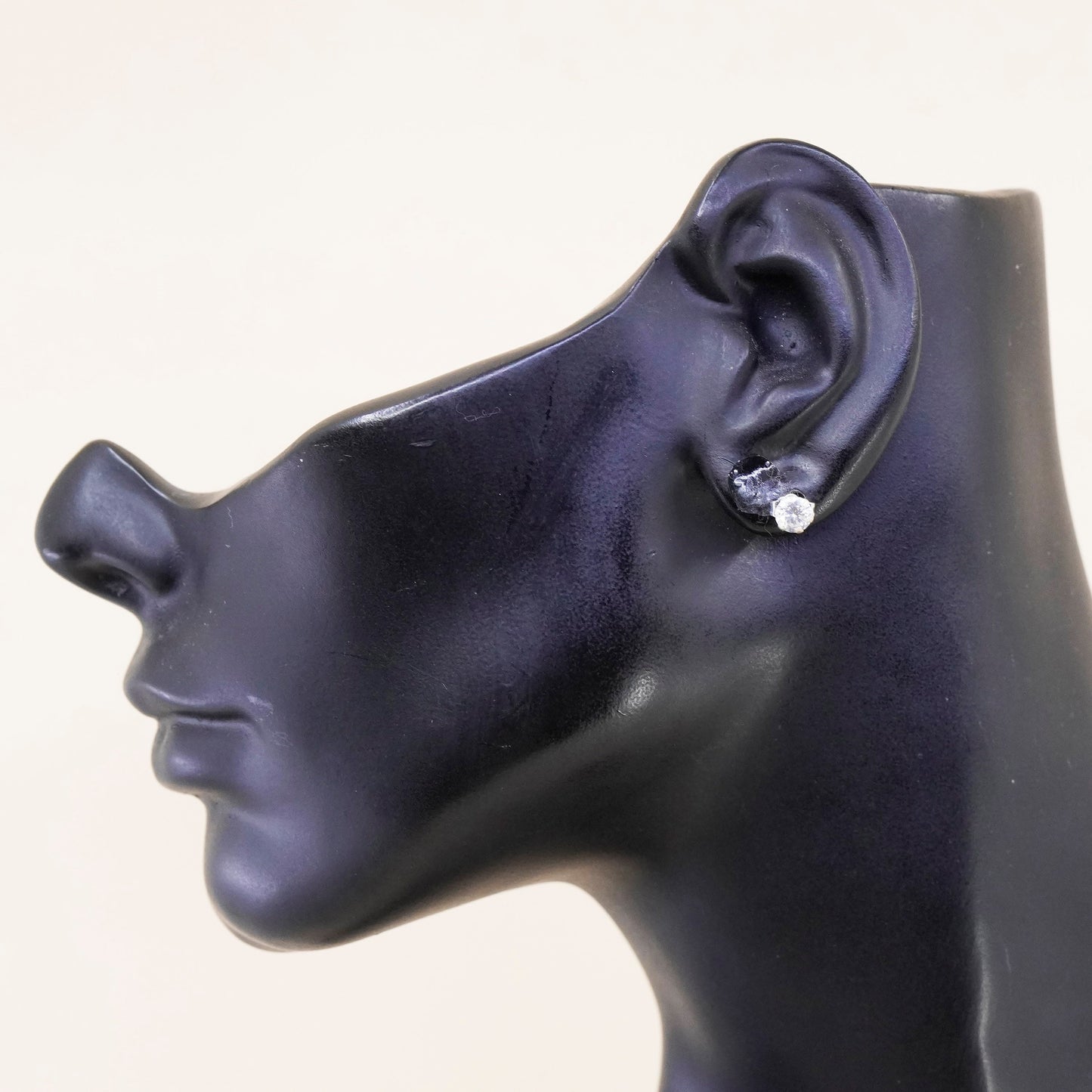 5mm, Vintage sterling 925 silver cz studs, minimalist earrings