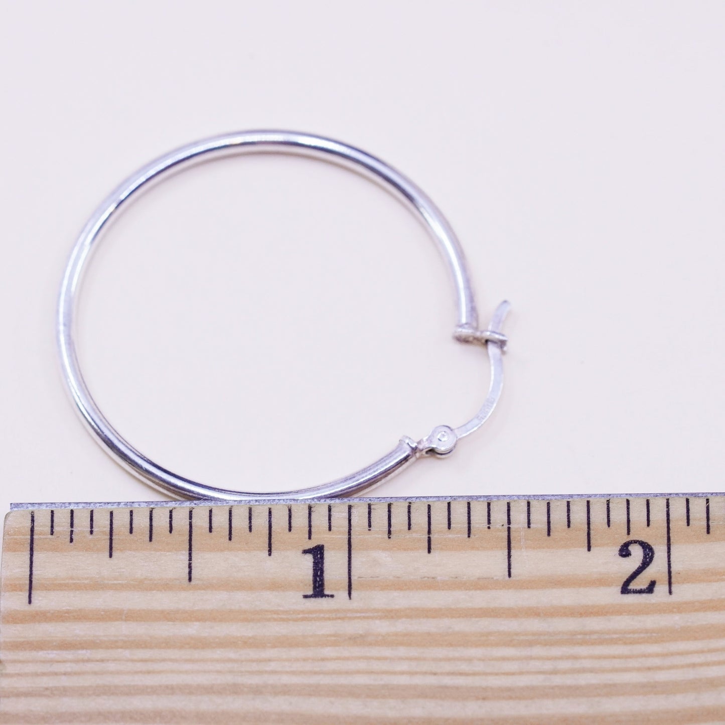 1.5” Vintage sterling silver loop earrings, fashion minimalist primitive hoops