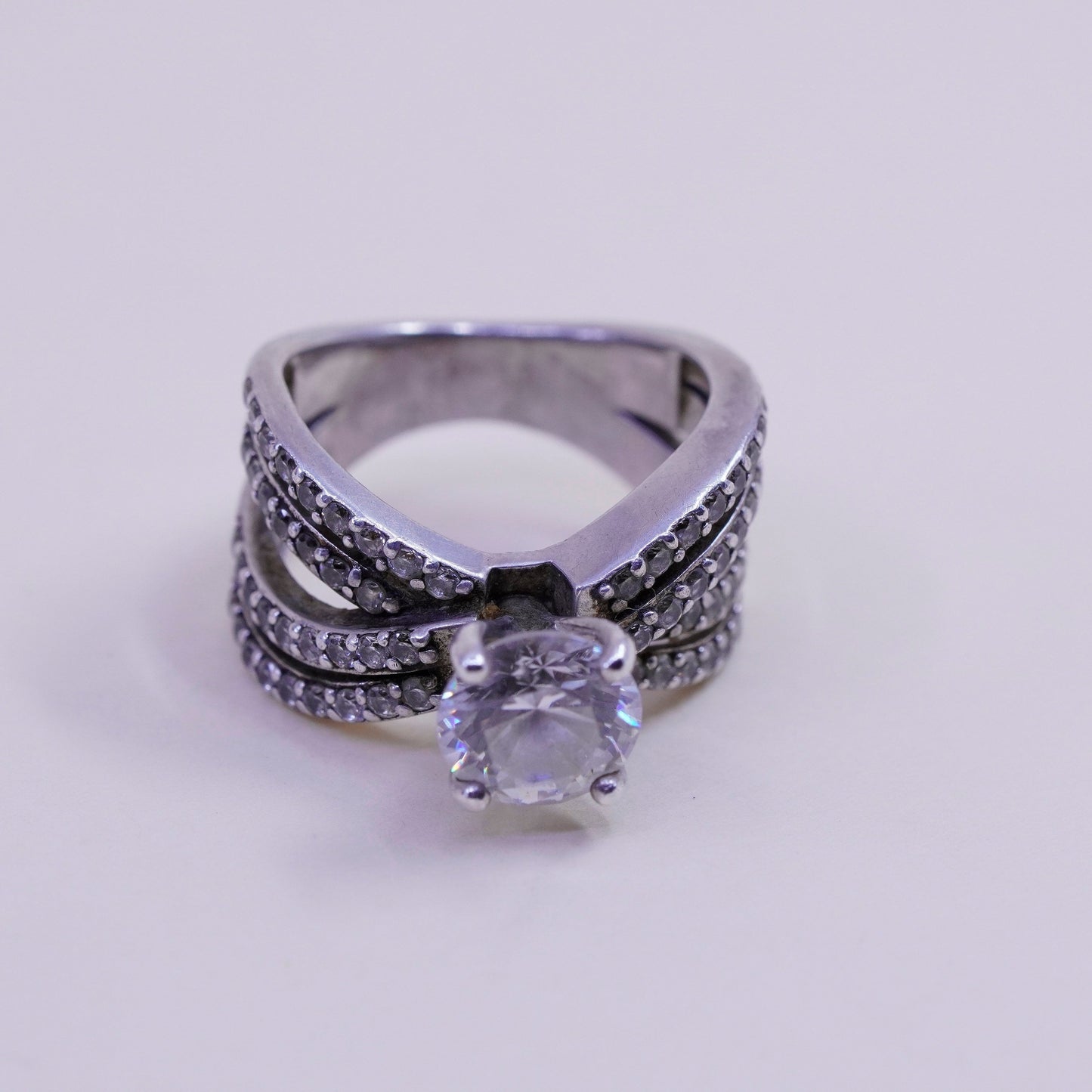 Size 6.25, Sterling silver ring, 925 silver with round cut cz, engagement ring