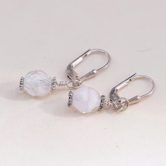 Vintage Sterling silver handmade earrings, 925 hooks with crystal drops