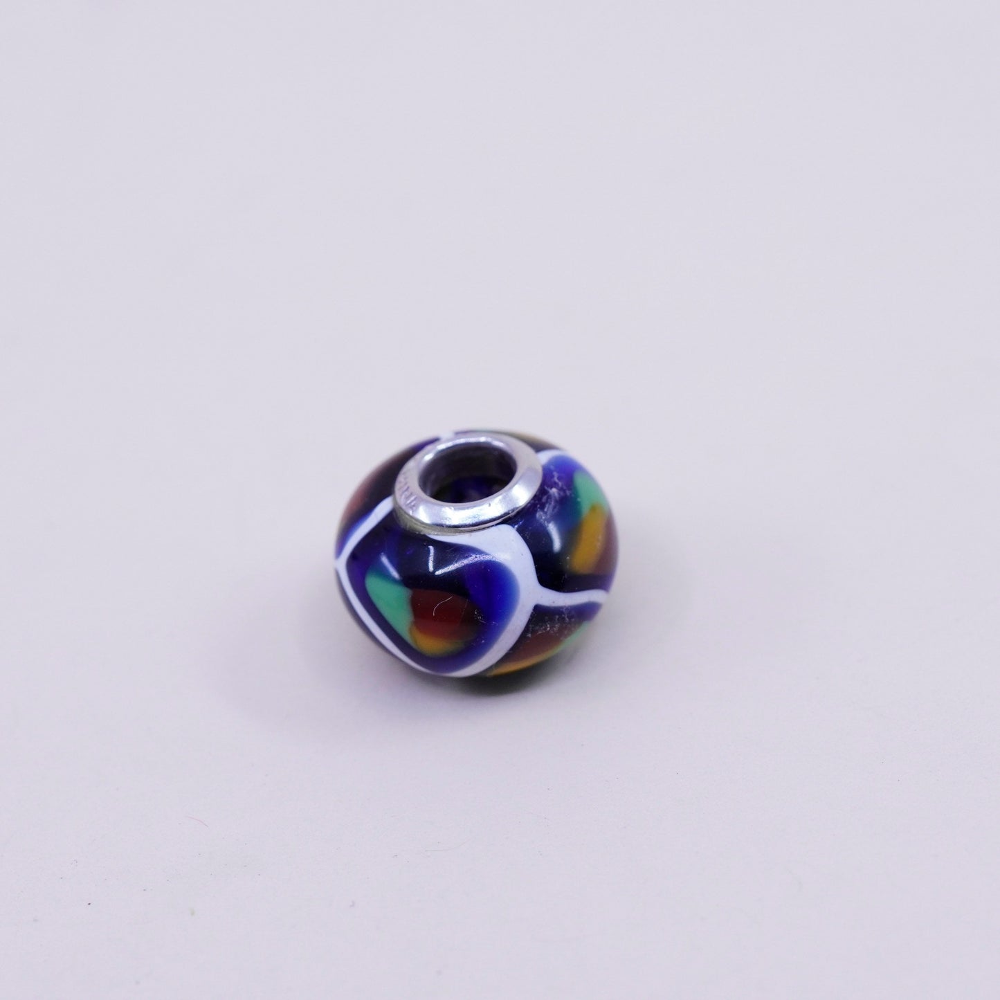 Vintage Sterling 925 silver handmade Murano glass bead charm