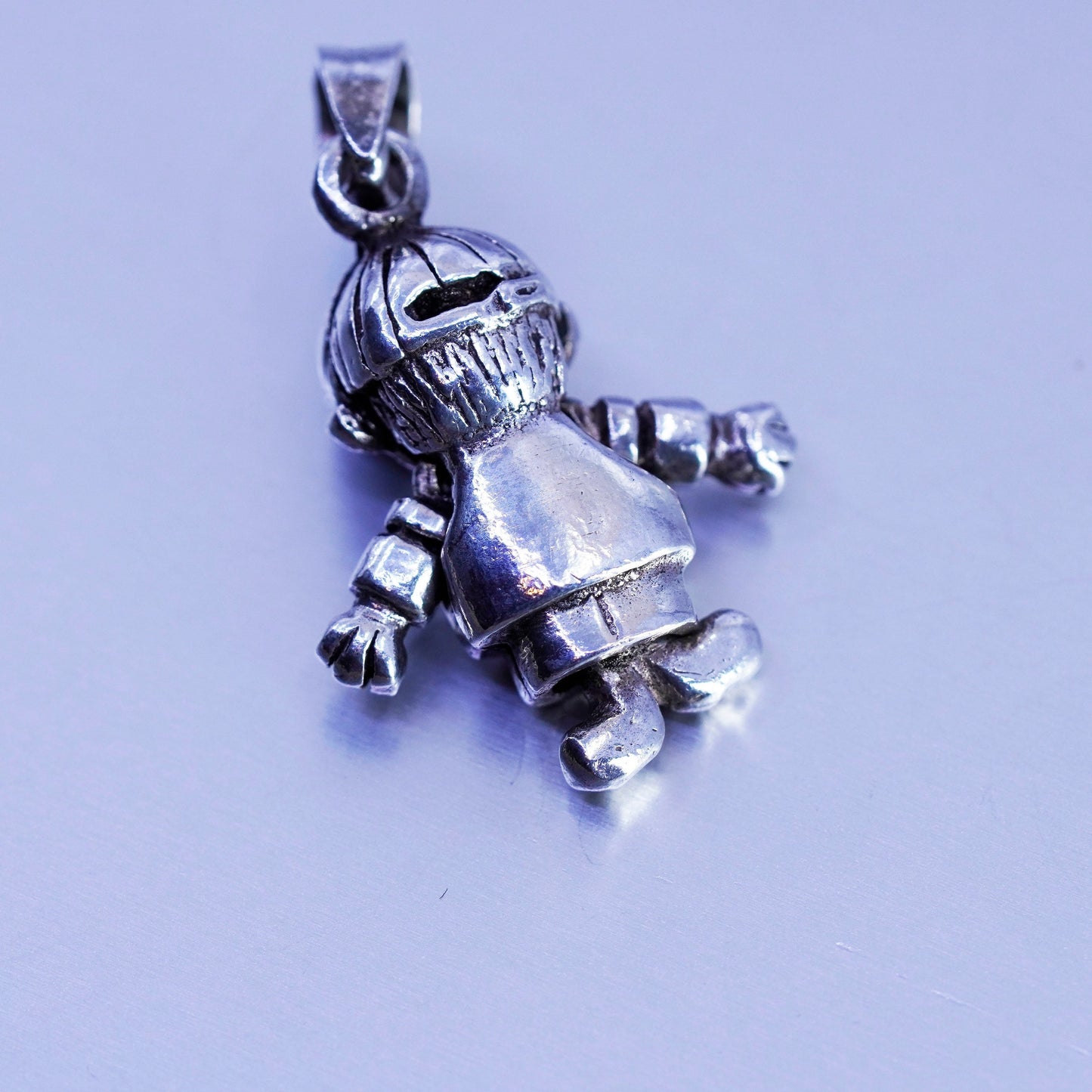 Antique Sterling silver handmade, 925 boy charm with movable arms and legs