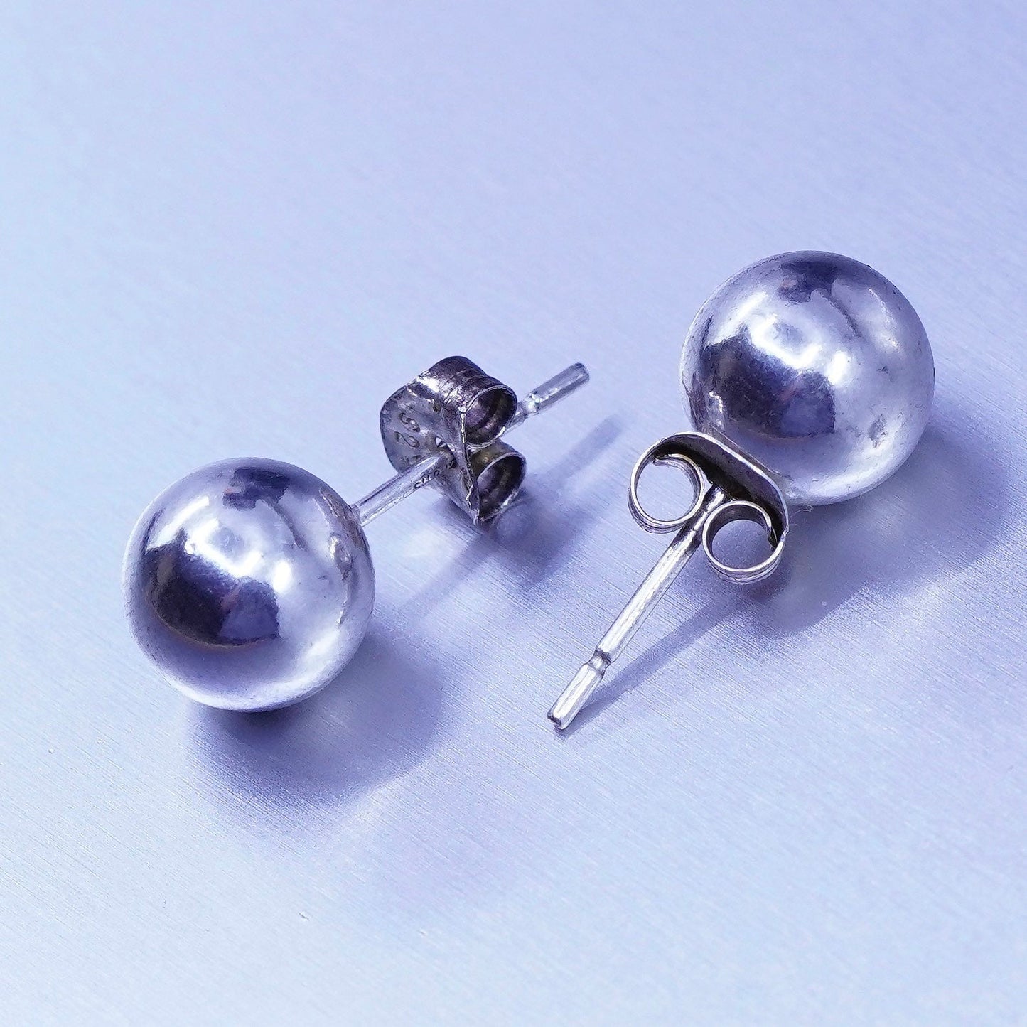 7mm, Vintage Sterling 925 silver handmade earrings, bead studs