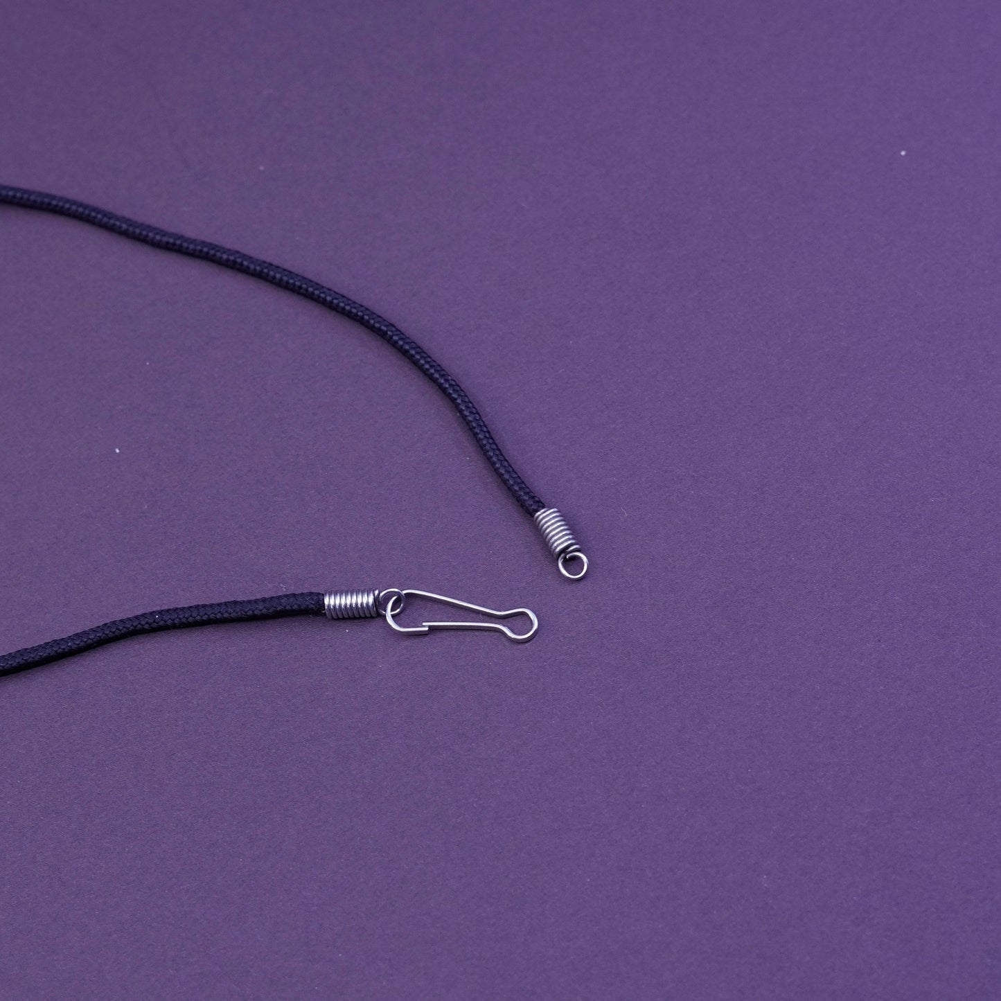 15”, handmade necklace, black woven linen thread choker sterling silver clasp