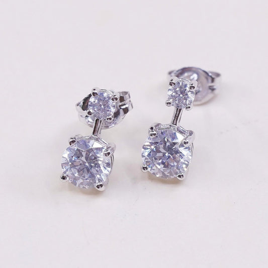 VTG sterling silver genuine cz studs, fashion minimalist earrings