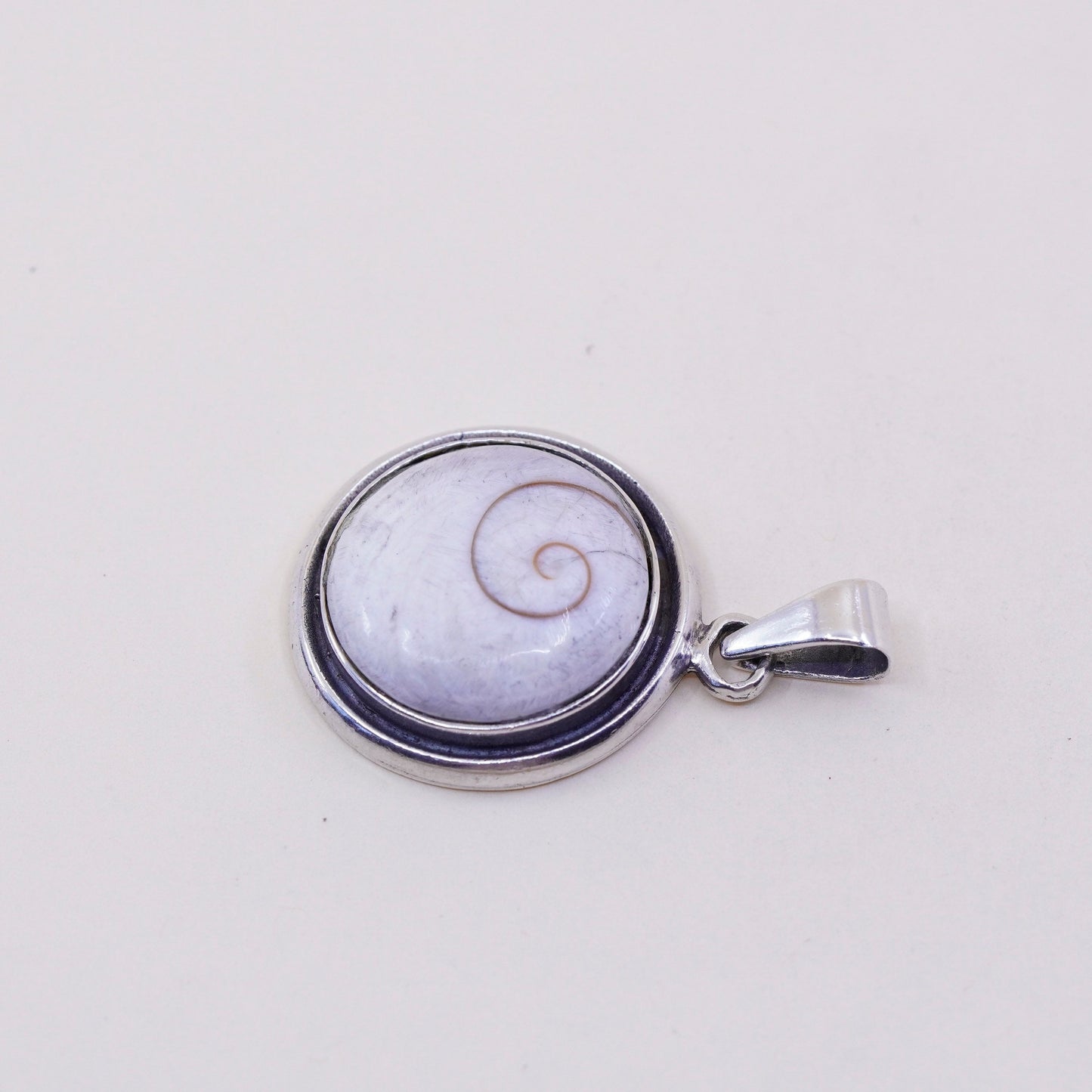 Sterling 925 Silver handmade Shiva eye pendant | Mexican Jewelry, fossil shell