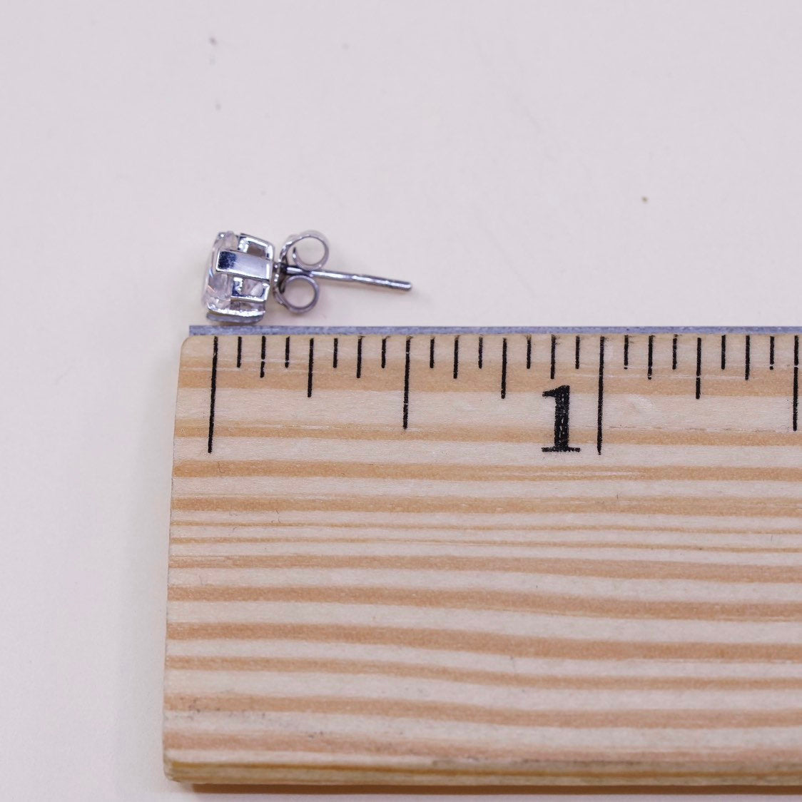 VTG sterling silver square clear CZ studs, fashion minimalist earrings