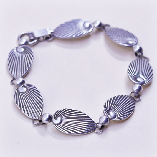 6”, vintage sterling 925 silver handmade tennis leaf bracelet